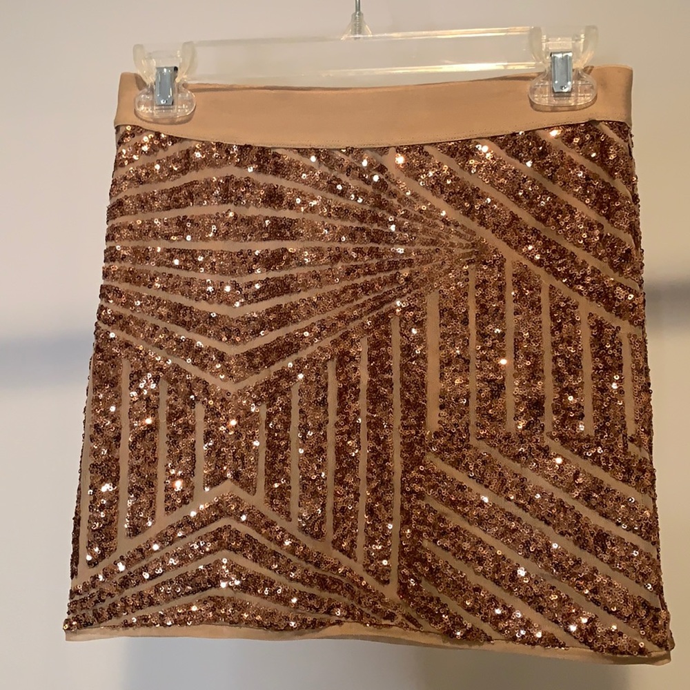 Brown Sequence Mini Skirt